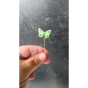 Green Enamel Butterfly Gold Tone Metal Stick Pin Vintage Costume Jewelry